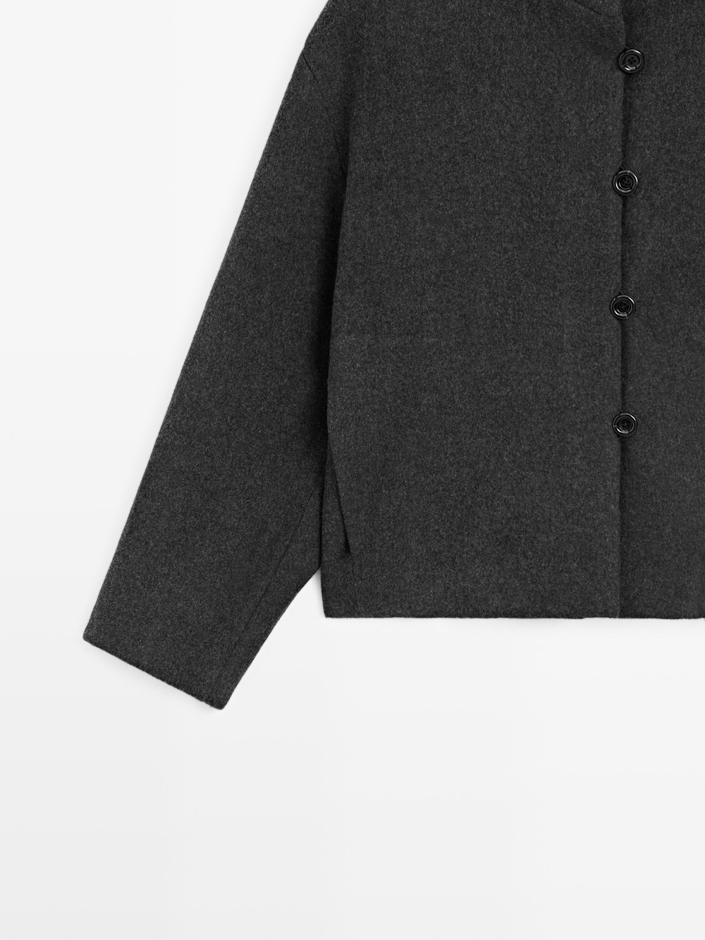 Massimo Dutti Куртка из смесовой шерсти с воротником, серый