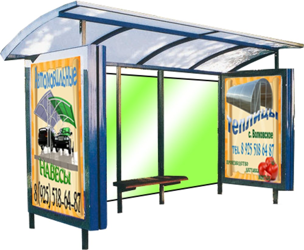 Остановочный павильон А-34 каленое стекло