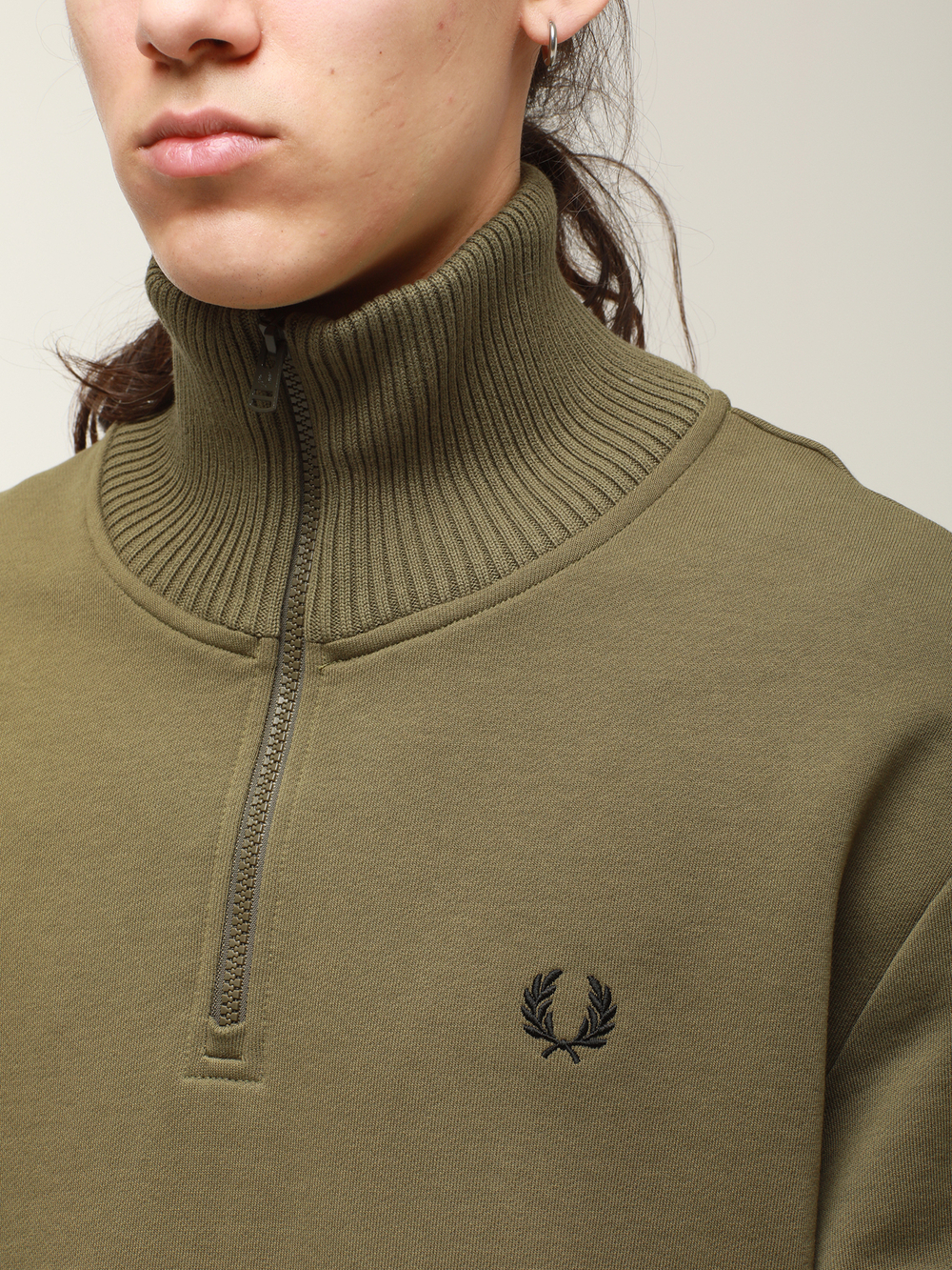 Мужская Толстовка Knitted Trim Zip Neck
