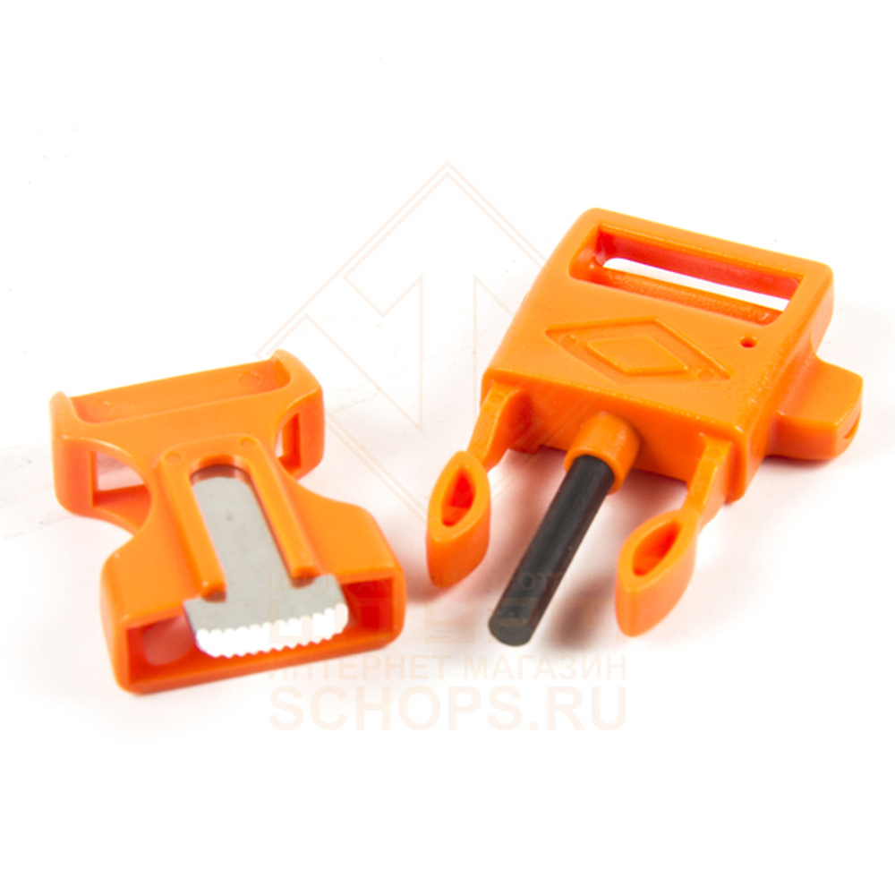 Фастекс со свистком и огнивом для паракорда 18 мм, Orange