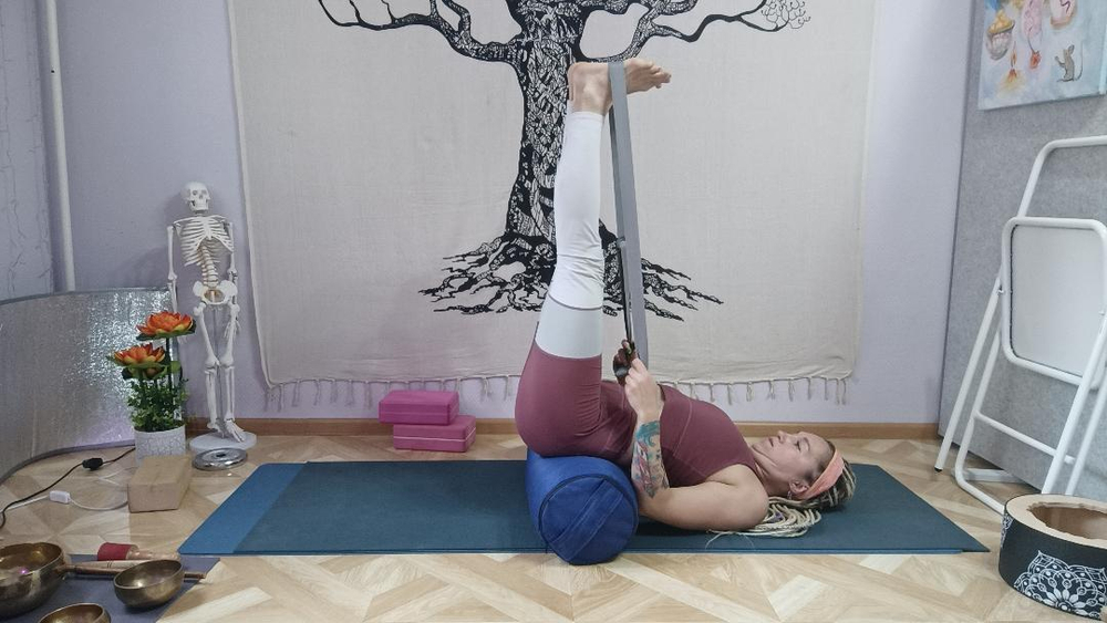 Ремень для йоги хлопковый Nature Color длиной 270 см Рамайога