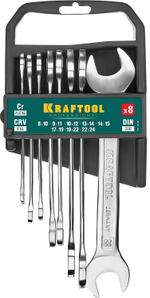 KRAFTOOL 8 шт, 8 - 24 мм, набор рожковых гаечных ключей (27033-H8C)