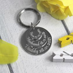 Тройной брелок Born Husband Daddy с гравировкой на заказ