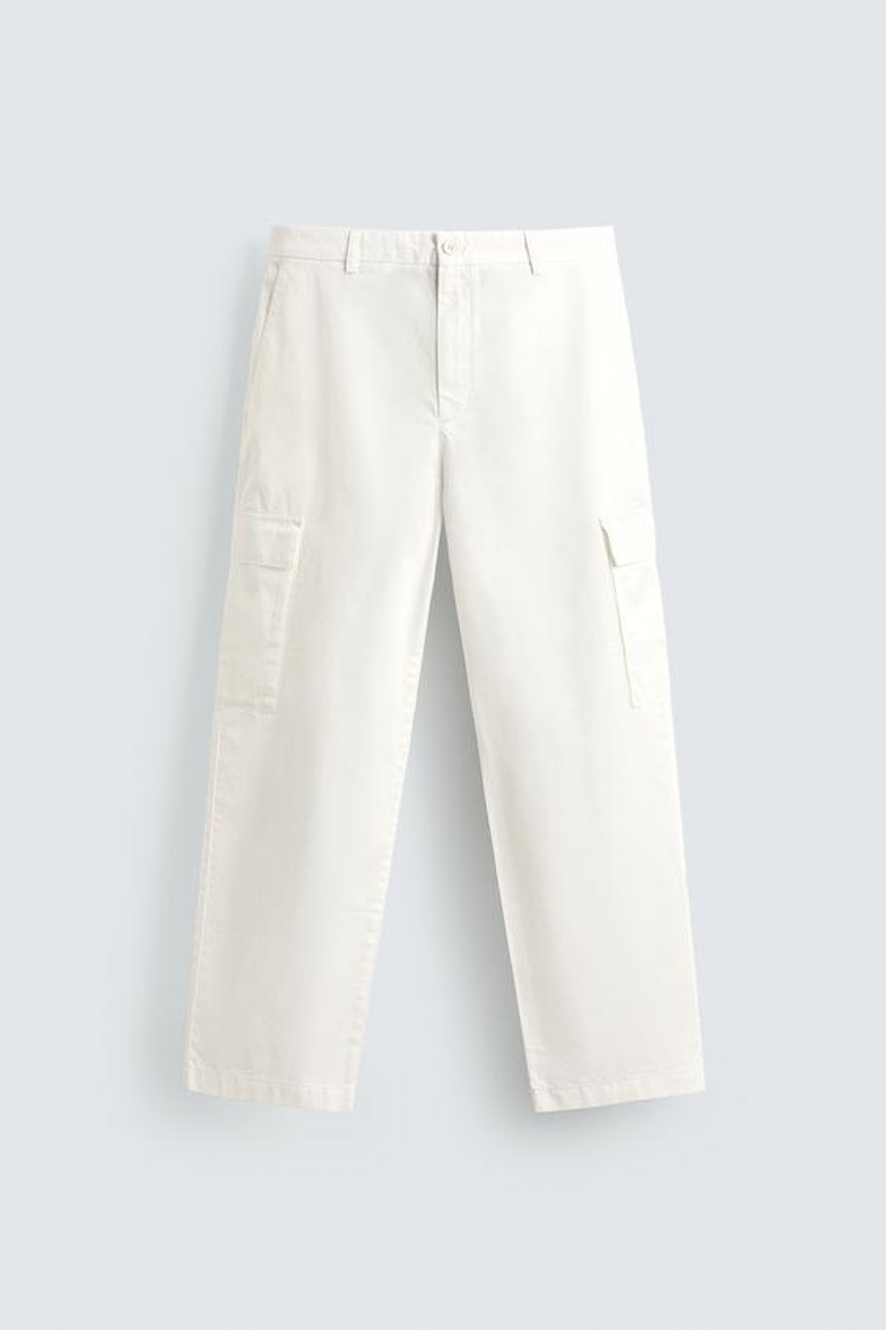 ZARA БРЮКИ КАРГО REGULAR FIT, ЖЕЛТОВАТО-БЕЛЫЙ