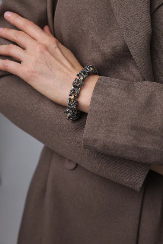 Браслет Византия биколор: золото и графит