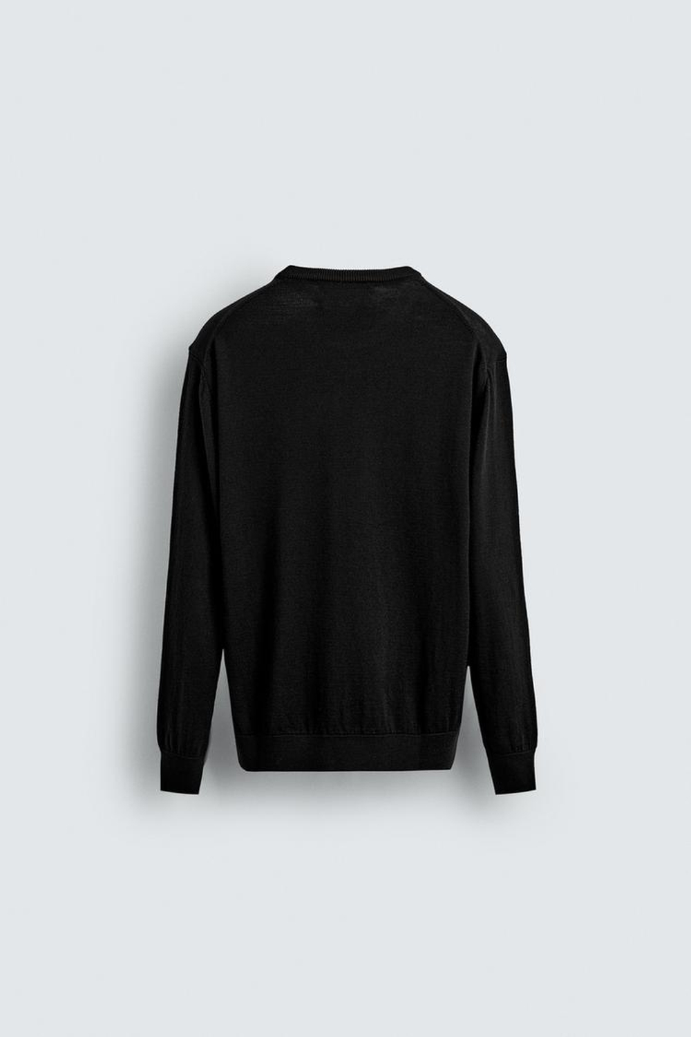 ZARA ШЕРСТЯНОЙ СВИТЕР КЛАССИЧЕСКОГО КРОЯ, ЧЕРНЫЙ