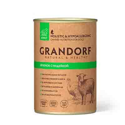 GRANDORF Консервы для собак Ягненок с Индейкой, 400гр