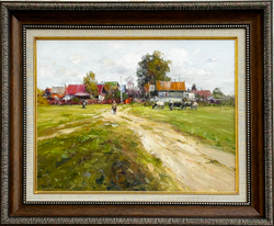 Плотников В.В. Дорога в Некрасово. Холст, Масло. Кострома. 2023г. Размер холста 35х45 см.