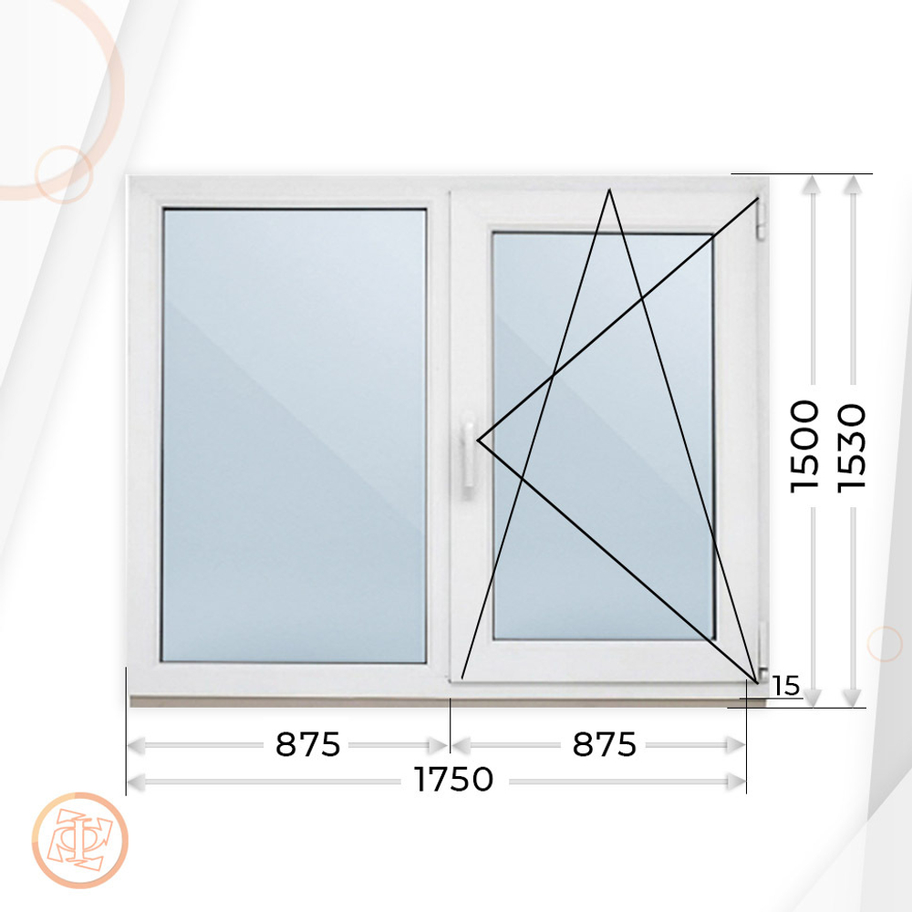 Пластиковое окно 1500 х 1750 ТермА Эко + Москитная сетка + Подоконник + Отлив