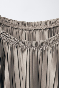 ZARA ПЛИССИРОВАННАЯ ФУТБОЛКА, БЕЖЕВЫЙ