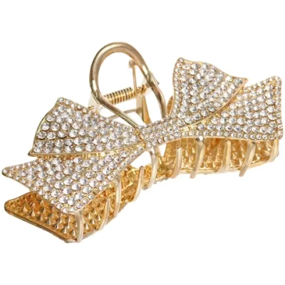 Заколка-краб для волос «AKS - DesignPRO», бантик, цвет золото и хром, 11.5*5см