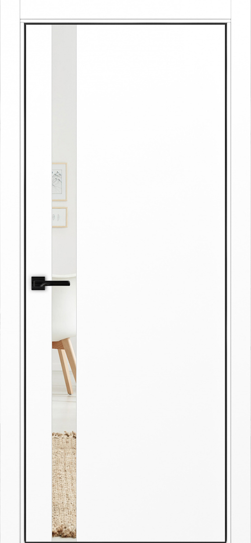 Межкомнатная дверь Optima Porte НЕАПОЛЬ 211 Зеркало, Алюминиевая кромка SB (матовый чёрный) с 4-х сторон