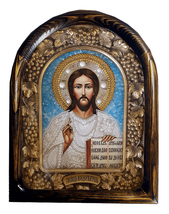 Господь Вседержитель, икона бисерная