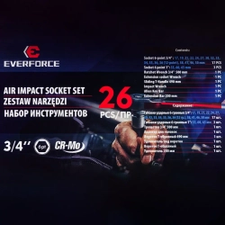 Набор инструментов ударных 26пр. 3/4''(6гр.) EVERFORCE EF-68262-5MPB