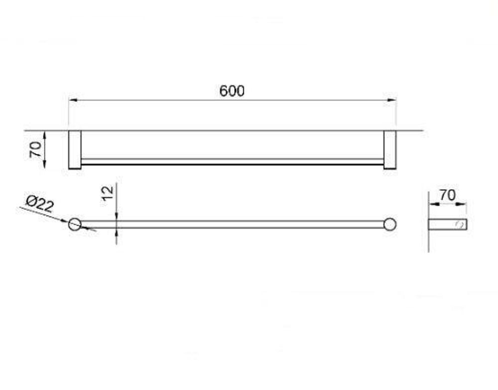 Полотенцедержатель 600 мм нерж. сталь ROMA 16820.60.S матовый