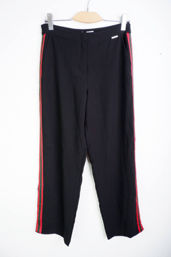 Брюки с яркими лампасами, маркировка 40, визуально на 46 размер