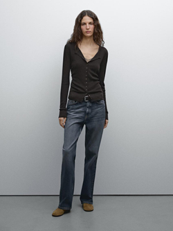 Massimo Dutti Трикотажный кардиган , шоколадно-коричневый