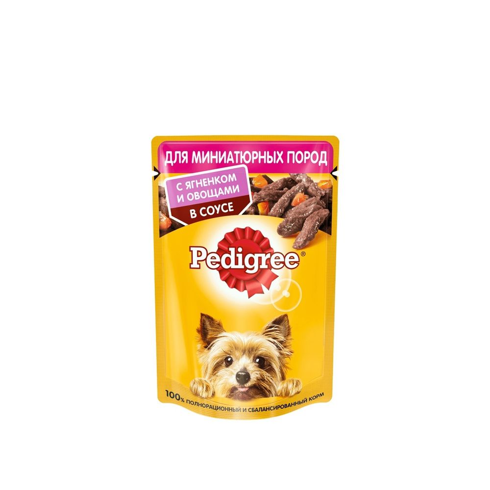 Влажный корм Pedigree для собак миниатюрных пород, с ягненком и овощами в соусе, 85 г