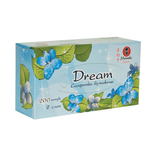 Салфетки бумажные белые Maneki Dream, 2 слоя, коробка, 200 шт