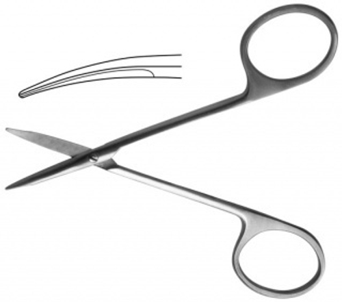ТМ- Н-34 Ножницы для роговицы тупоконечные вертикально-изогнутые, 110 мм