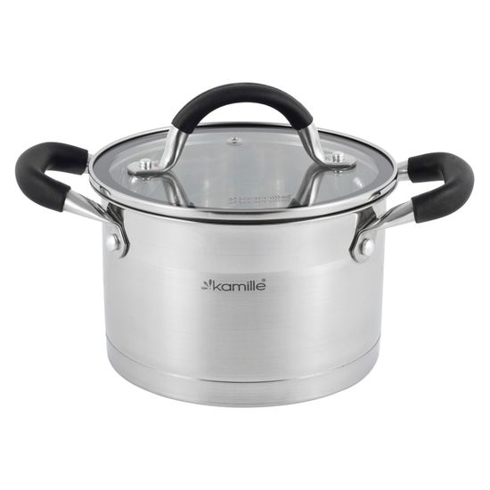Набор кастрюль 6 предметов из нержавеющей стали Kamille KM 5752 (2,0 л; 2,7 л; 3,7 л) с силиконовыми вставками на ручках