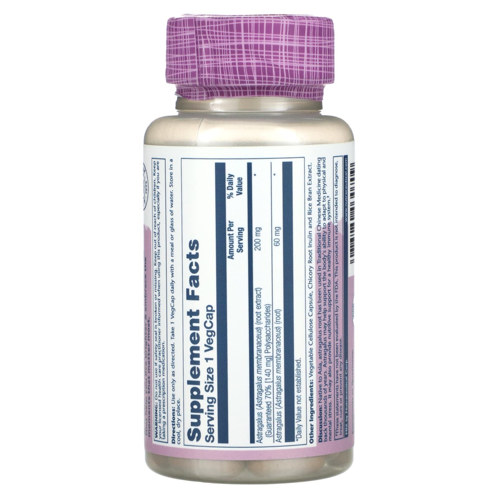 Solaray, Vital Extracts, астрагал, 30 растительных капсул