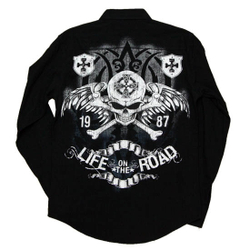 Рубашка Life onthe Road, черная, вышивка, д/р