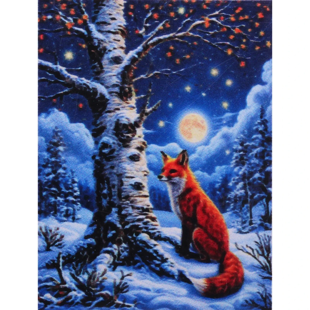 Алмазная мозаика в рулоне 30*40см полная выкладка «DIAMOND», Лис и Луна