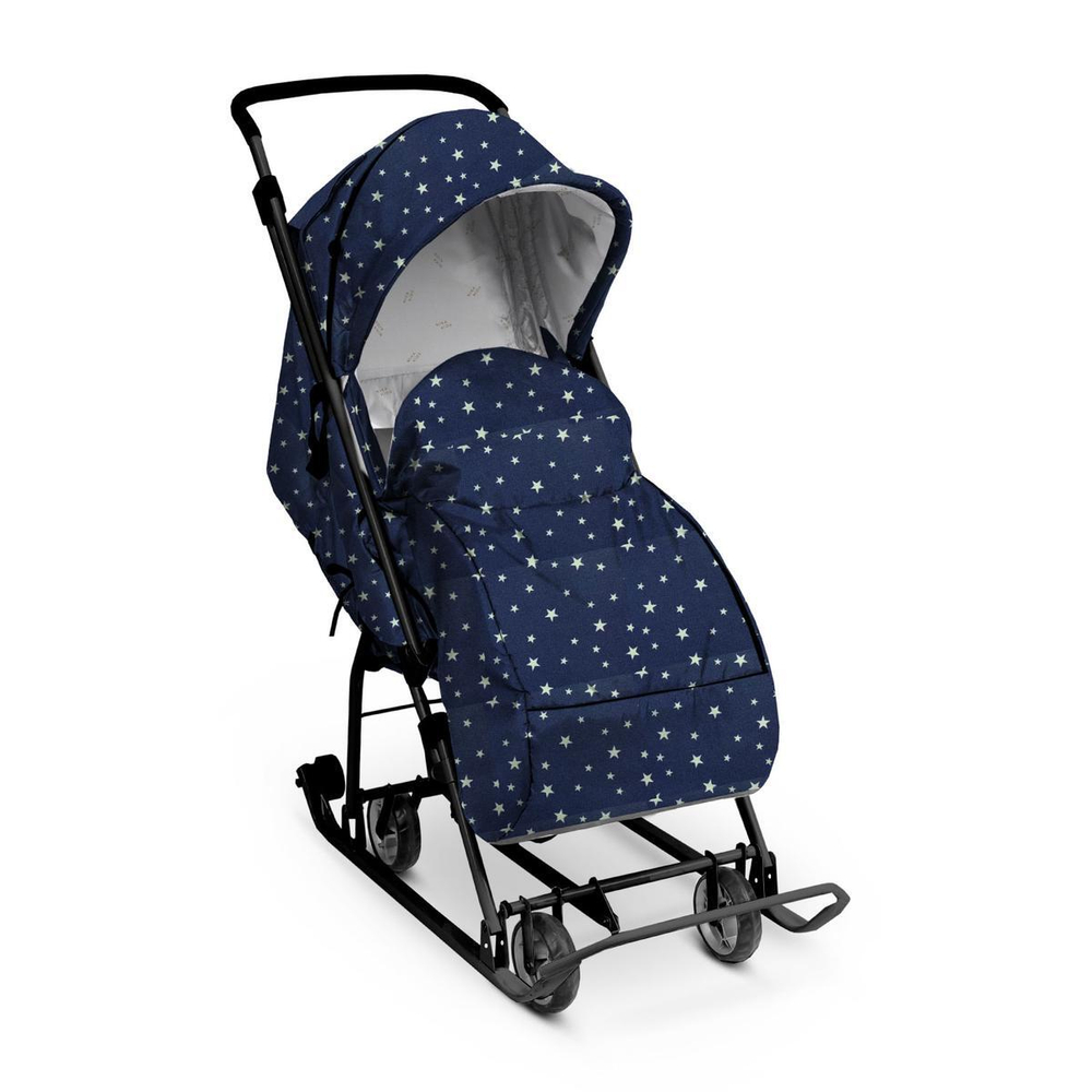 Санки-коляска "Наши Детки 3-1К" синий со звездочками