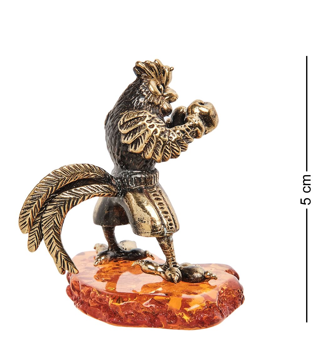 Народные промыслы AM-1375 Фигурка «Петух Боксер» (латунь, янтарь)