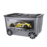 Ящик для игрушек "KidsBox" на колёсах "Гоночная машина" 55л 61*40*33 цвет серый, черная крышка