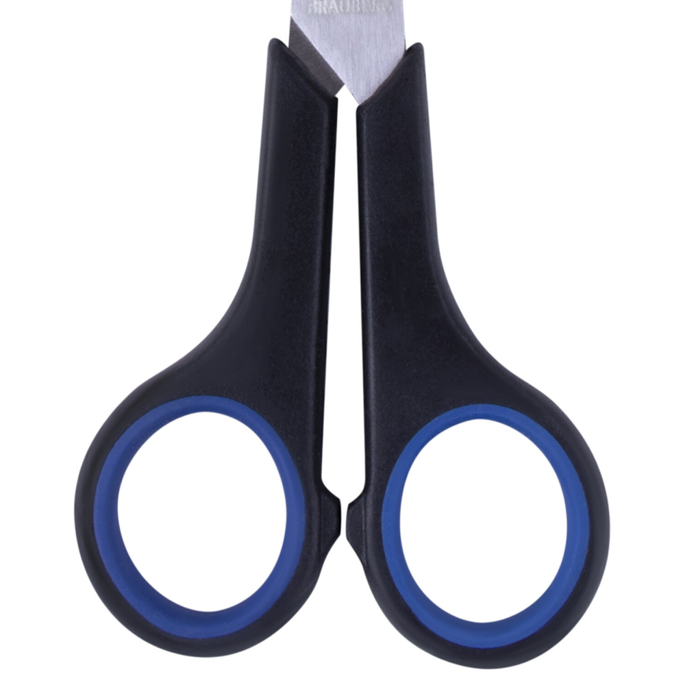 Ножницы BRAUBERG "Soft Grip" 165 мм черно-синие резиновые вставки 3-х сторонняя заточка (8 штук в упаковке)