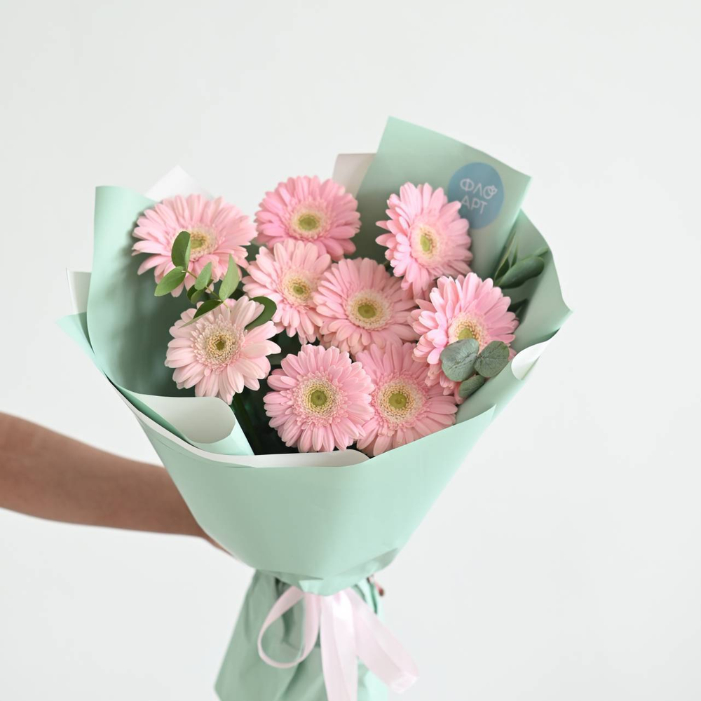 Букет нежно-розовых гербер – фото букета, купить с доставкой по Южно-Сахалинску в салоне цветов FloArt