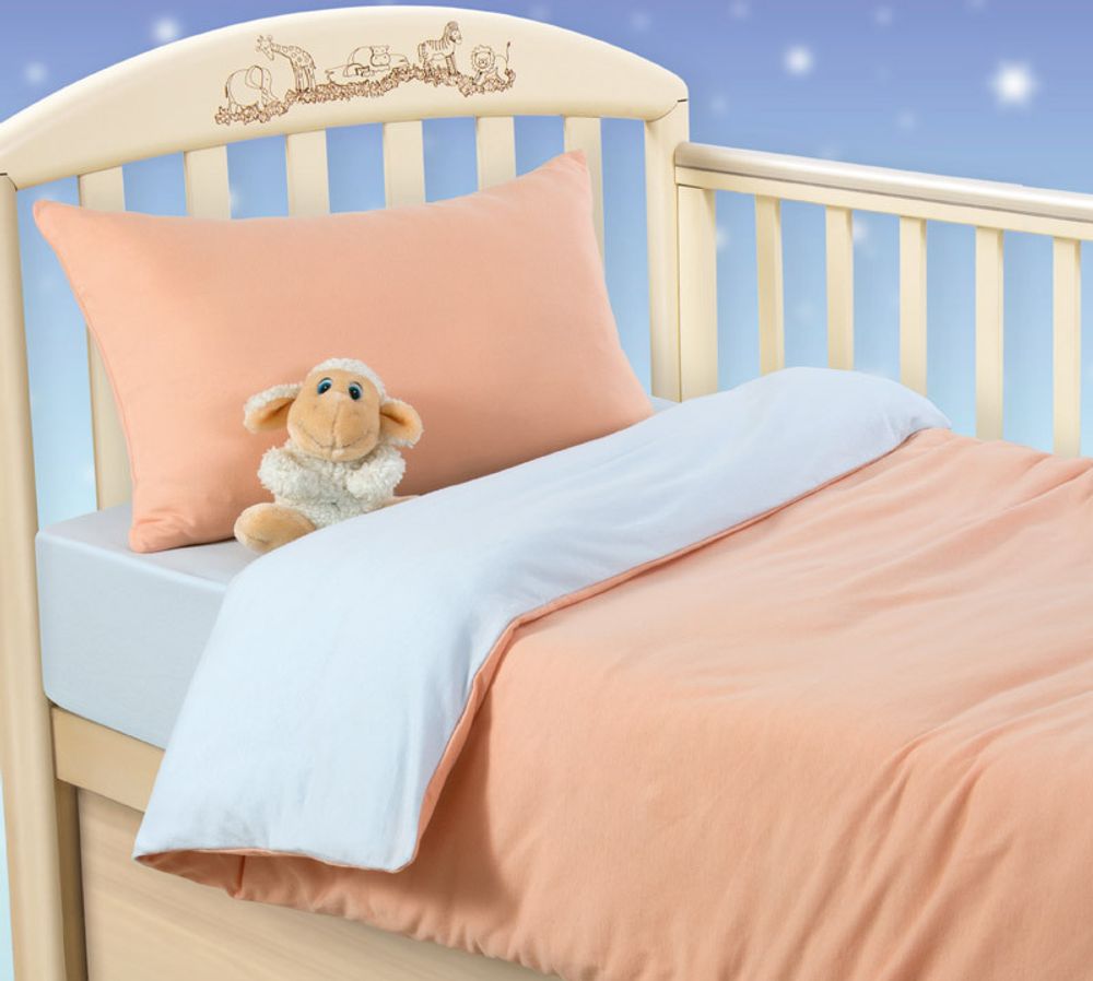Трикотажное постельное белье в кроватку Персиковое облако