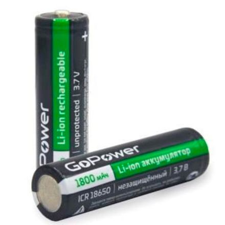 Аккумулятор Li-ion GoPower 18650 PC1 3.6V 1800mAh без защиты с высоким контактом (1/80/160)