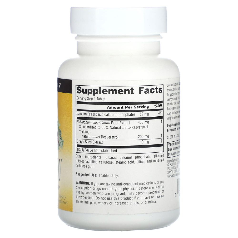 Source Naturals, Resveratrol 200™, 200 мг, 60 таблеток