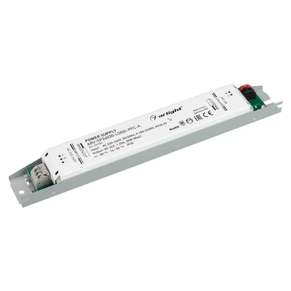 Блок питания ARV-SP24030-LONG-PFC-A (24V, 1.25A, 30W) (Arlight, IP20 Металл, 5 лет) 031104