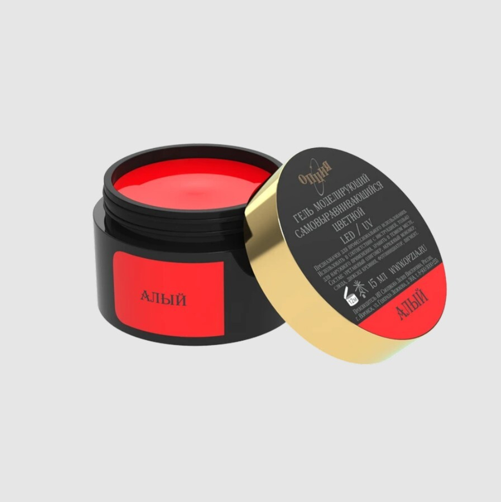 Опция Гель моделирующий цветной Алый самовыравнивающийся, 15мл