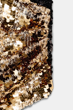 ZARA ТОП С ГОРЛОВИНОЙ ХАЛТЕР И ПАЙЕТКАМИ, ЗОЛОТОЙ