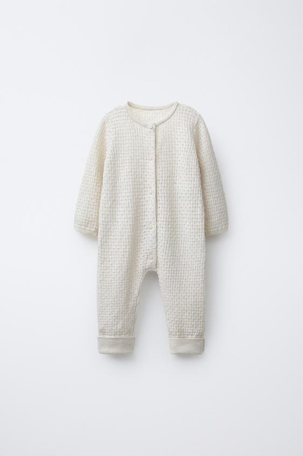 ZARA ВЯЗАНЫЙ КОМБИНЕЗОН С ТЕКСТУРНЫМ УЗОРОМ И ТРАНСФОРМИРУЕМЫМИ НОЖКАМИ, СЛОНОВАЯ КОСТЬ