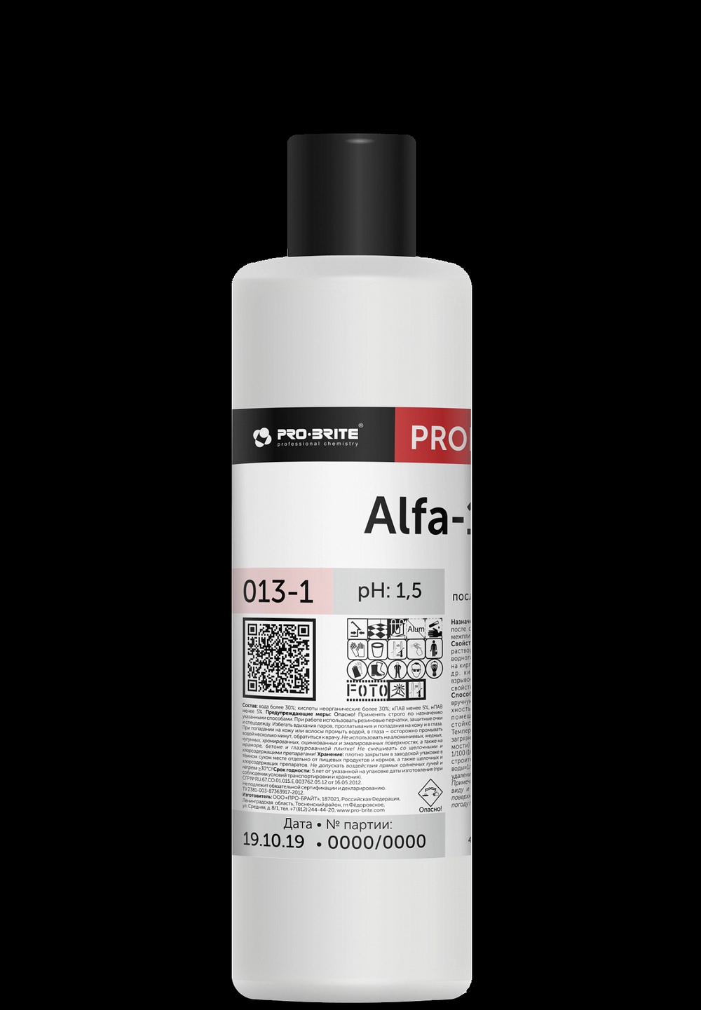 Средство Pro-Brite Alfa-19 Concentrate 1л для уборки после строительства и ремонта/ 013-1