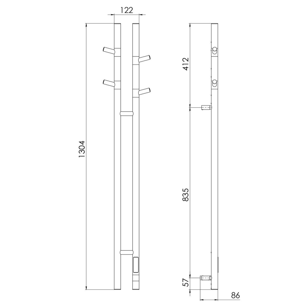 Полотенцесушитель электрический Vincea VTD-1D2GE 25х130, графит, таймер