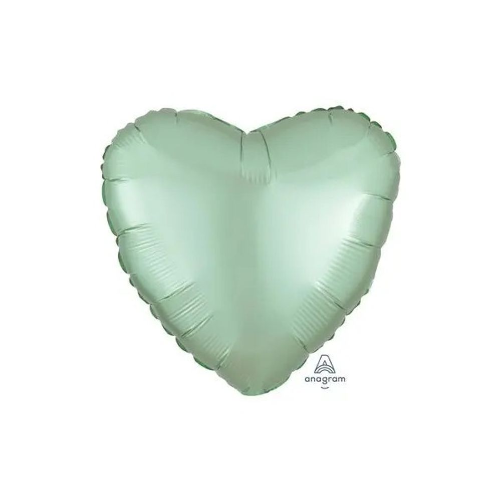 Сердце Сатин Зеленый An 18" 