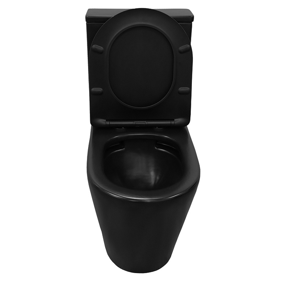 Унитаз-компакт Azario Black Queen 370х605х800 безободковый, с быстросъемным сиденьем микролифт, черный матовый (AZ-8380)
