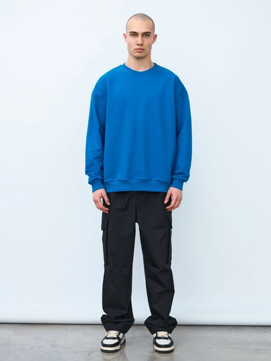 Свитшот оверсайз, без начеса (синий)