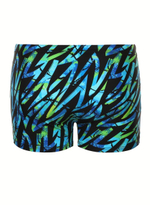 Мужские плавки-боксеры с цветными зигзагами (Размер: XL) (Цвет: голубой с черным)