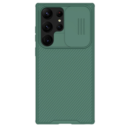 Противоударный чехол зеленого цвета от Nillkin для Samsung Galaxy S23 Ultra, серия CamShield Pro, с защитной шторкой для задней камеры