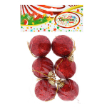 Новогодние шары 4 см (набор 6 шт) «Блестящее напыление», красный