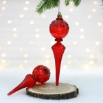 Елочные украшения «Изящный блеск» 5.3*5.3*19 см (набор 2 шт), Красный
