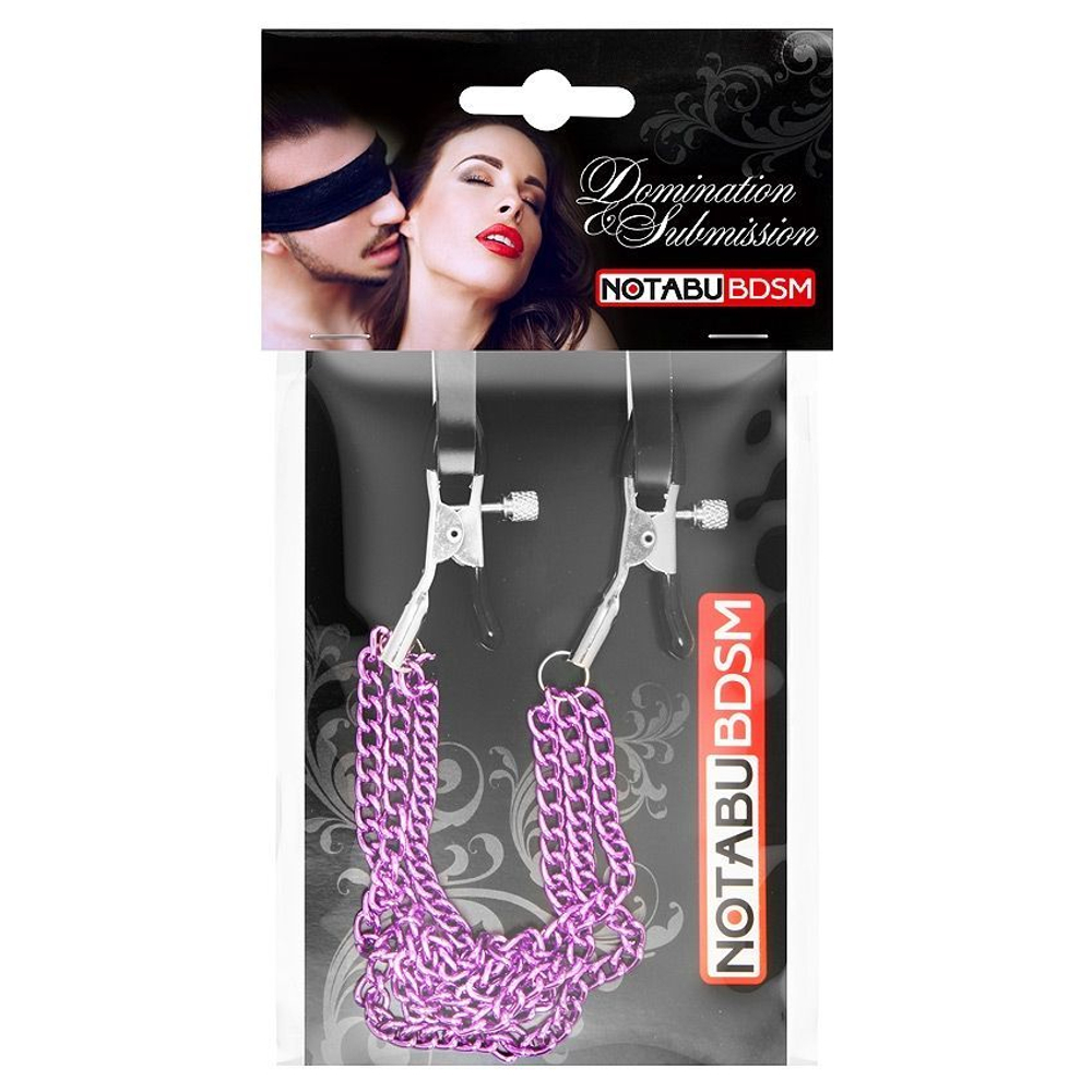 Оригинальные зажимы на соски с тройной розовой цепочкой